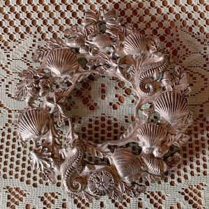 Silver Plated Ocean Beach Sea Shell Trivet Wreath